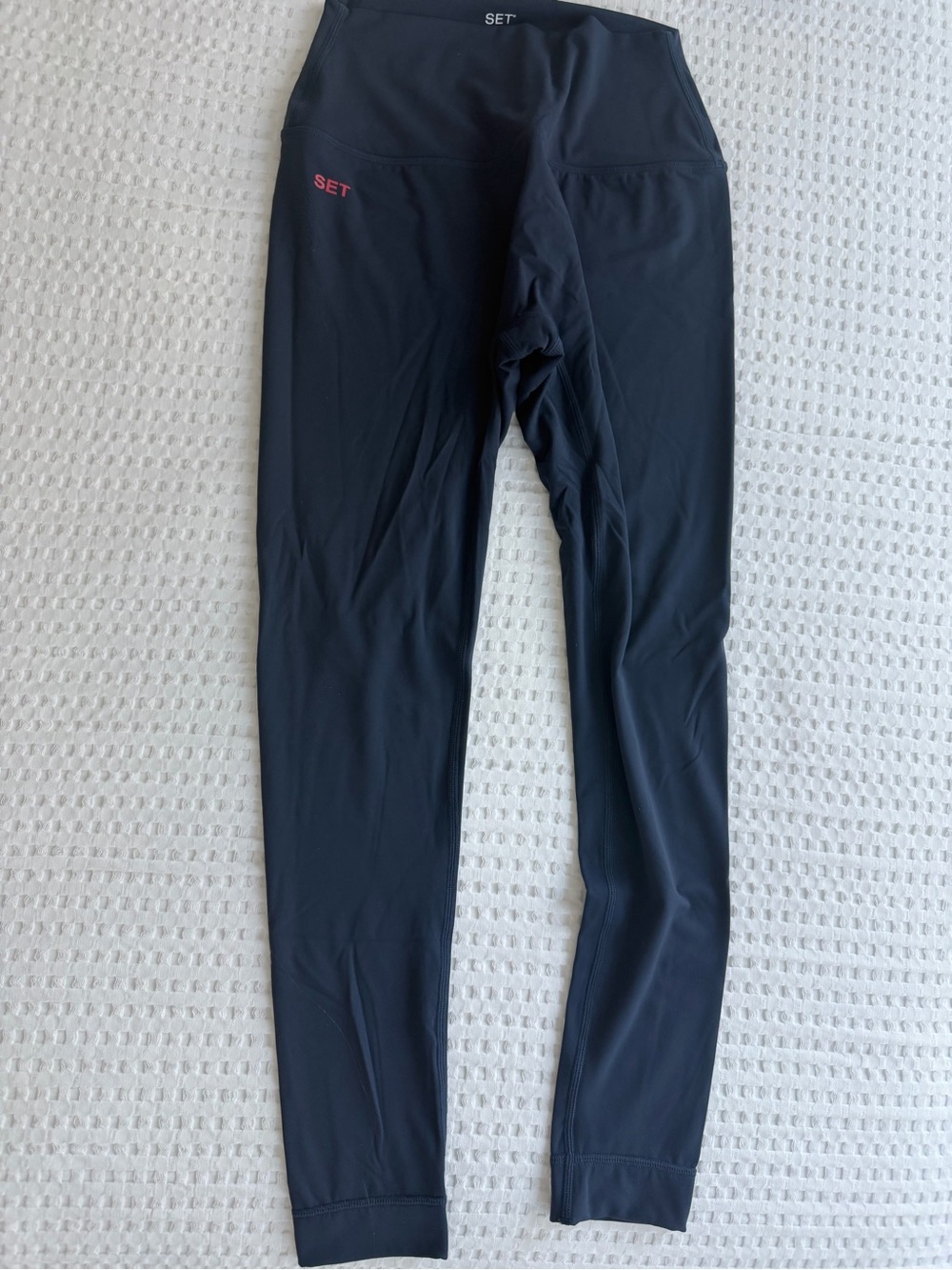 SET Active Navy High-Waist Performance Leggings with Pink Logo